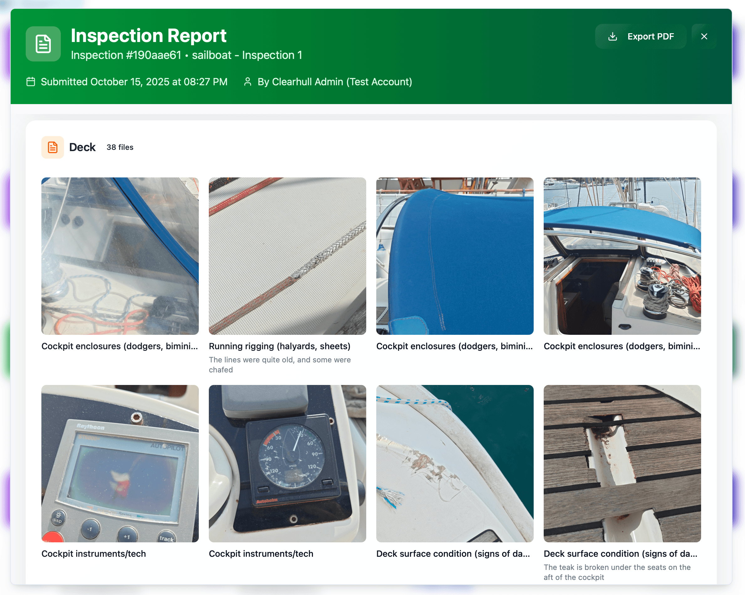 Inspection report screenshot 1